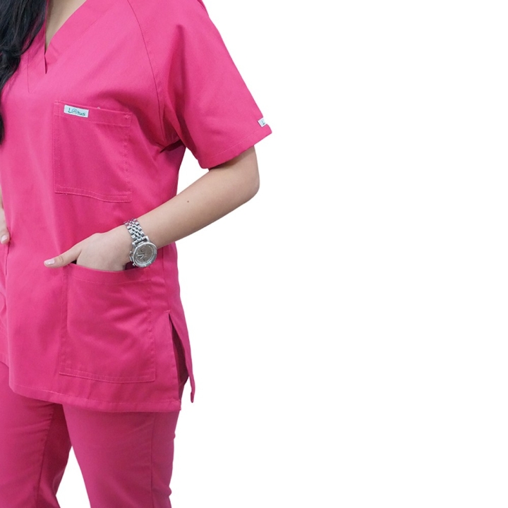 Costum medical Lotus 3, Basic 2, BBC, stretch, fucsia - imagine 2