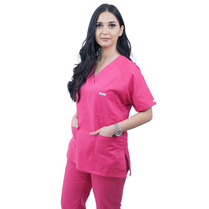 Costum medical Lotus 3, Basic 2, BBC, stretch, fucsia - imagine 1