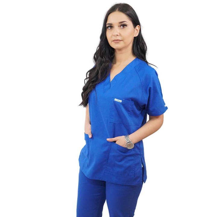 Costum medical Lotus 3, Basic 2, BBC, stretch, albastru royal - imagine 1