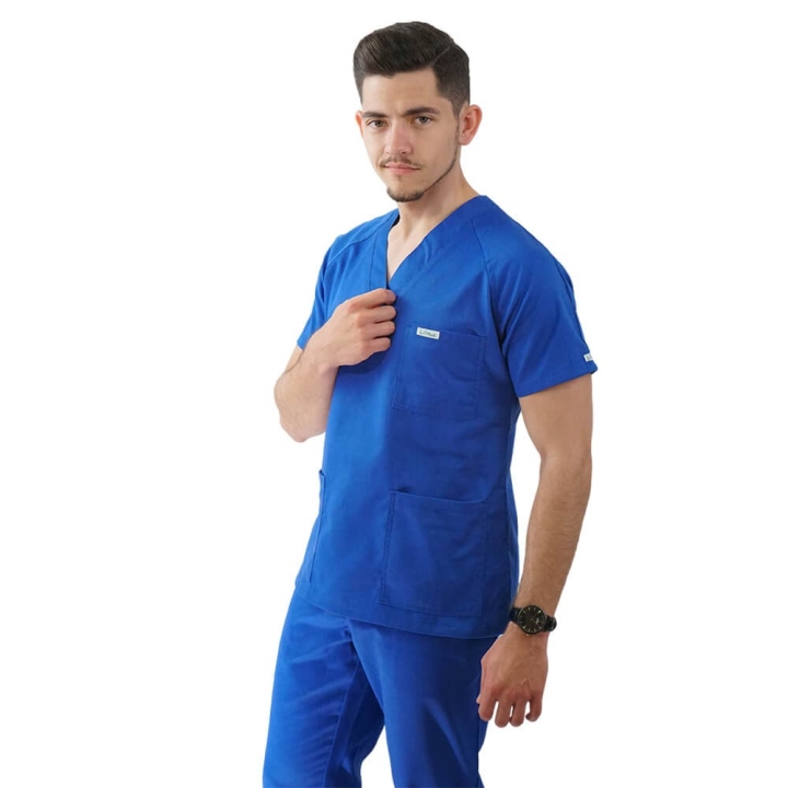 Costum medical Lotus 3, Basic 2, BBC, stretch, albastru royal - imagine 3