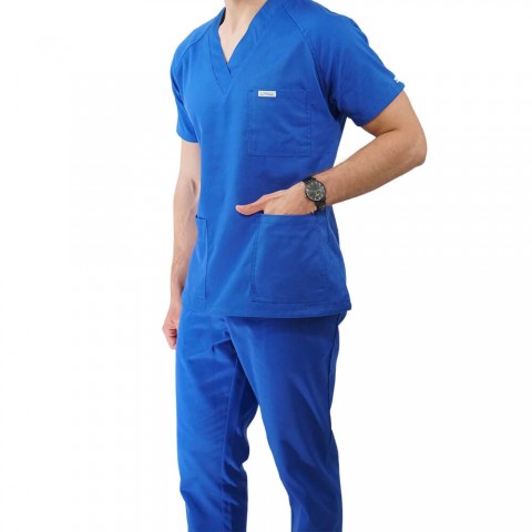 Costum medical Lotus 3, Basic 2, BBC, stretch, albastru royal
