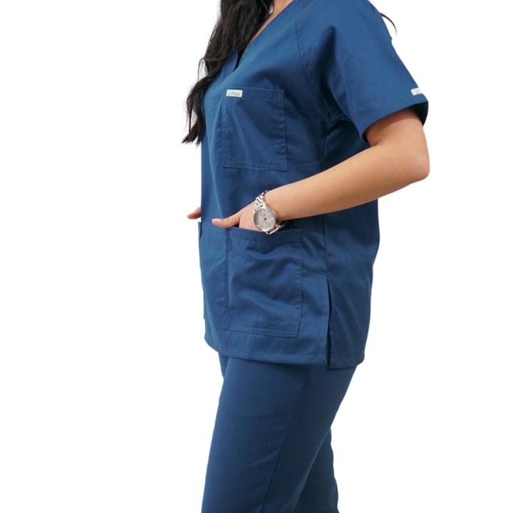 Costum medical Lotus 3, Basic 2, BBC, stretch, turcoaz inchis - imagine 2