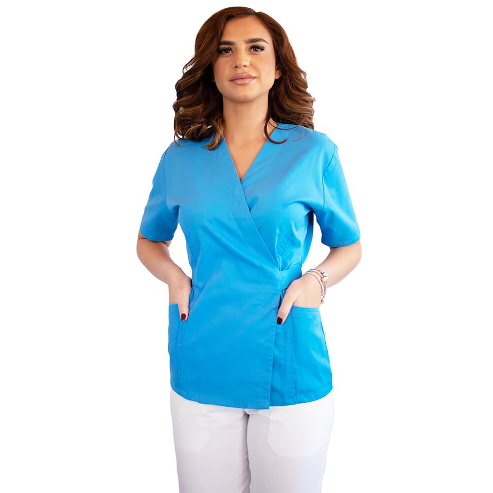 Bluza kimono cu maneca scurta Lotus 2, albastru deschis