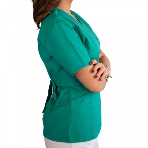 Bluza kimono cu maneca scurta Lotus 2, verde chirurgical