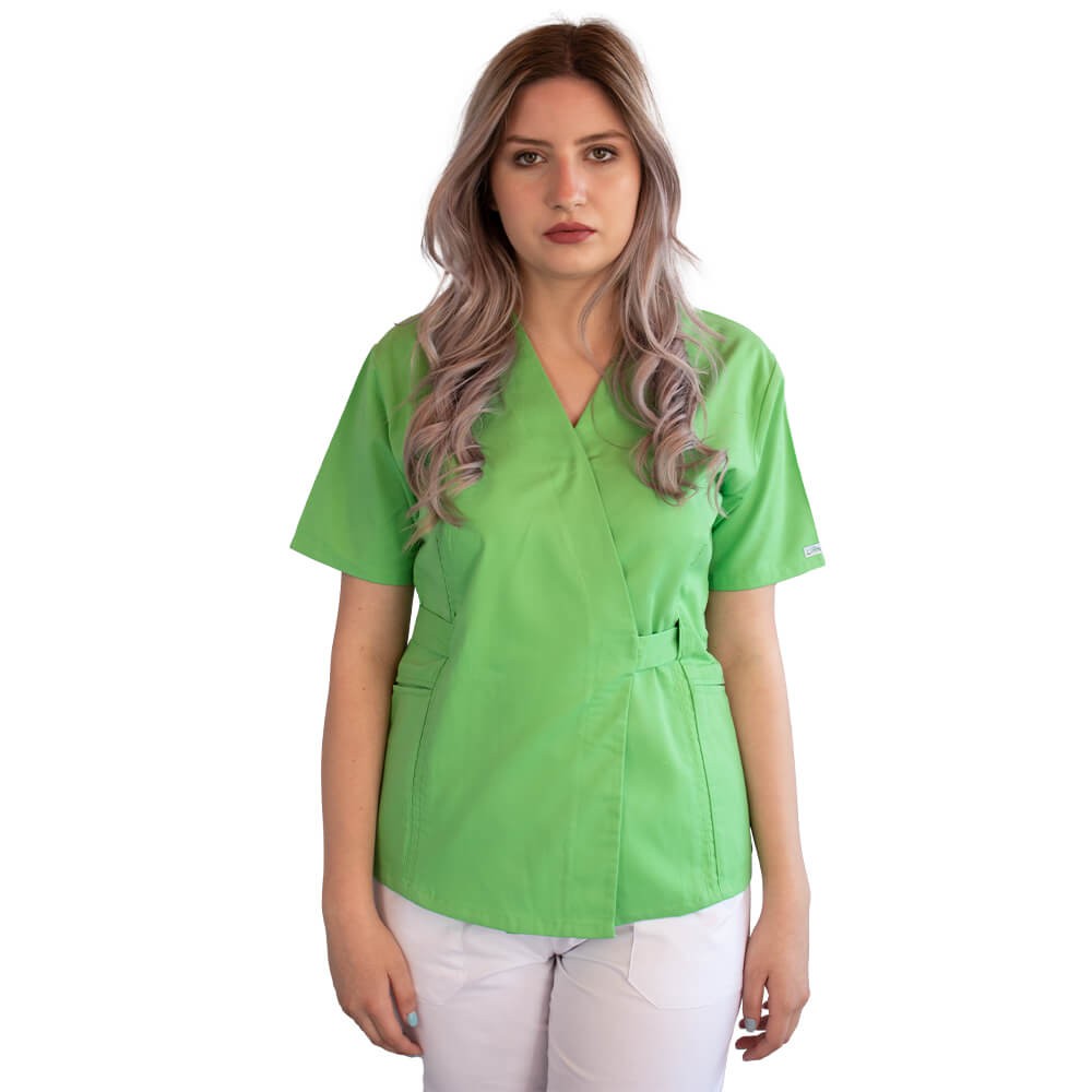 Bluza kimono cu maneca scurta Lotus 2, verde island