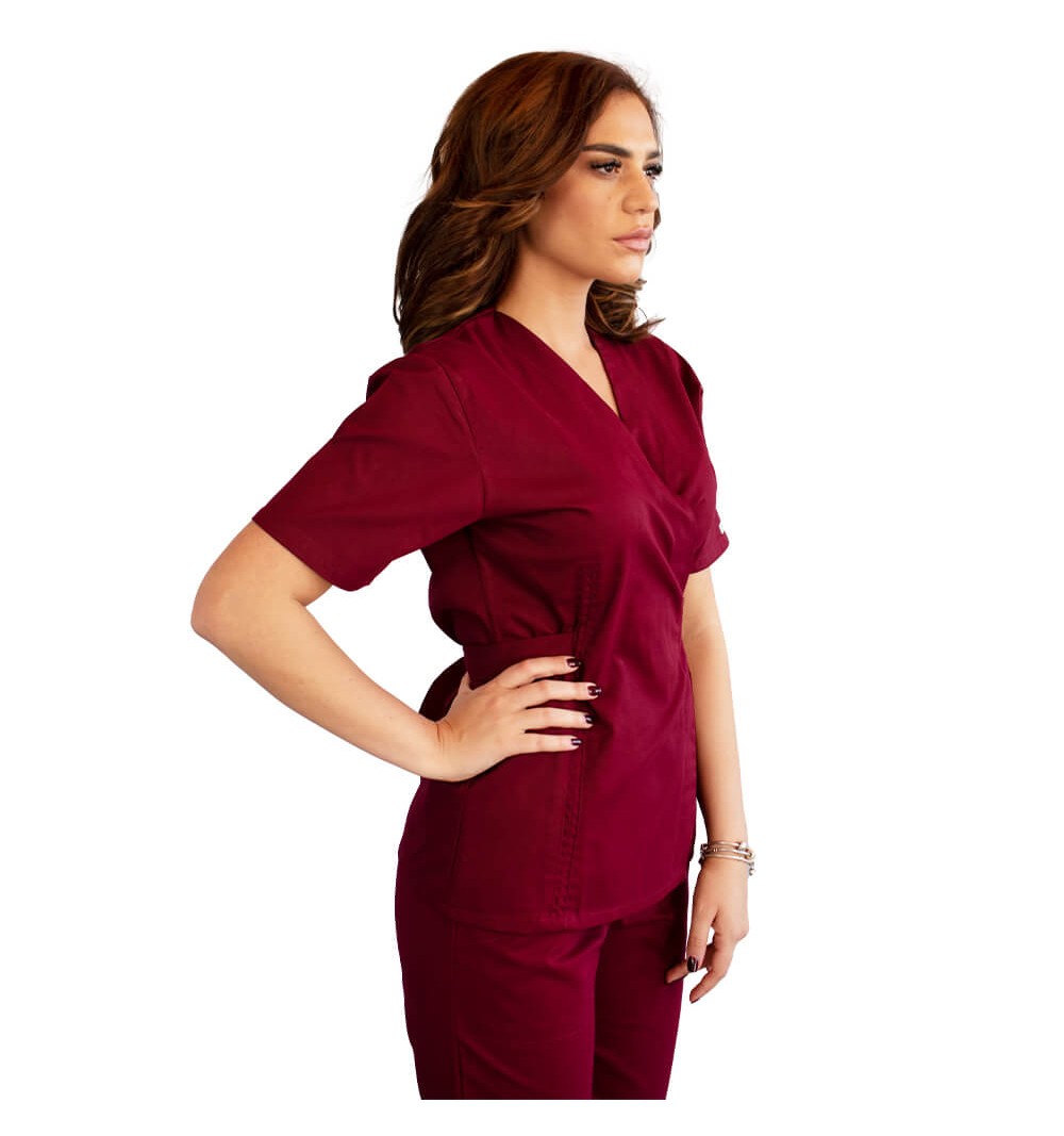 Bluza kimono cu maneca scurta Lotus 2, visiniu