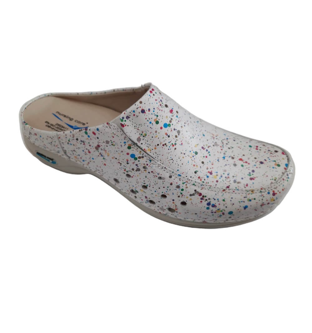 Saboti medicali din piele naturala, lavabili, Nursingcare Wash'Go Berlin, Color Dots