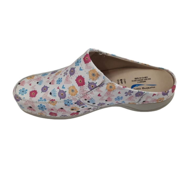 Saboti medicali din piele naturala, lavabili, Nursingcare Wash'Go Berlin, Flowers Heart - imagine 2