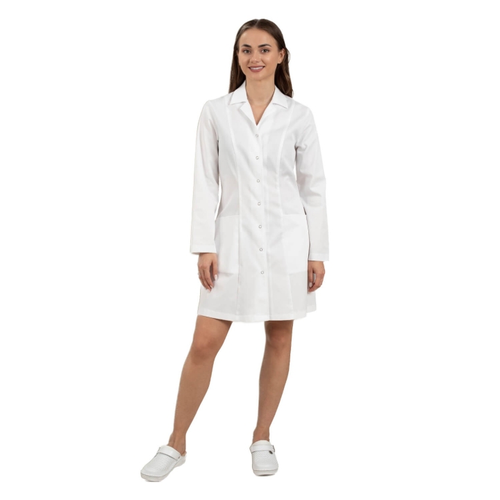 Halat medical alb 3/4 cu rever - Sofia - imagine 5