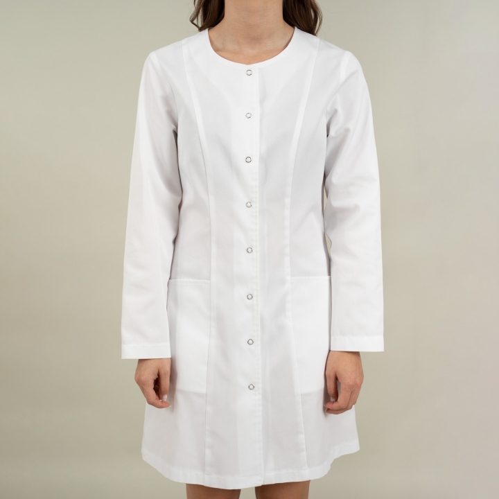 Halat medical alb 3/4 cu guler rotund - Ema - imagine 3
