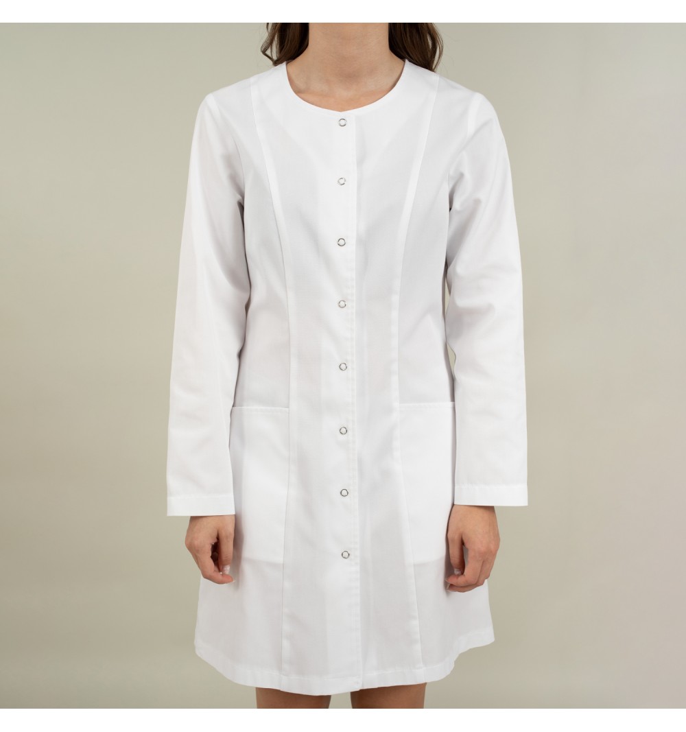 Halat medical alb 3/4 cu guler rotund Ema