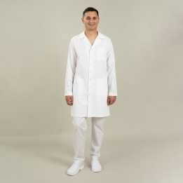 Halat medical alb 3/4 cu rever - Edy