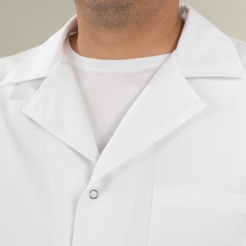 Halat medical alb 3/4 cu rever - Edy