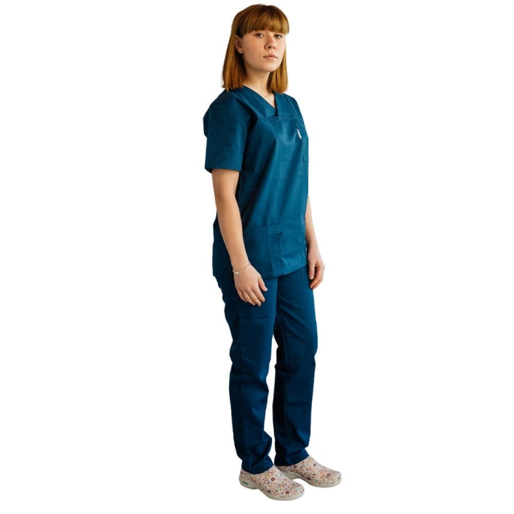 Costum medical Lotus 1, Basic 1, turcoaz inchis - imagine 3
