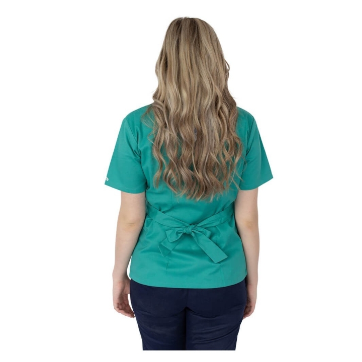 Bluza kimono cu maneca scurta, Lotus 1, verde chirurgical - imagine 2