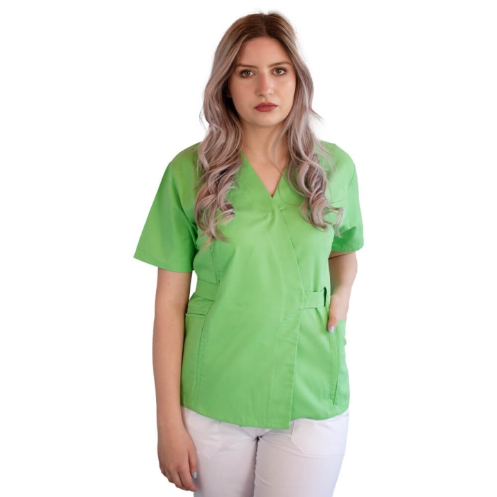 Bluza kimono cu maneca scurta, Lotus 1, verde island - imagine 2