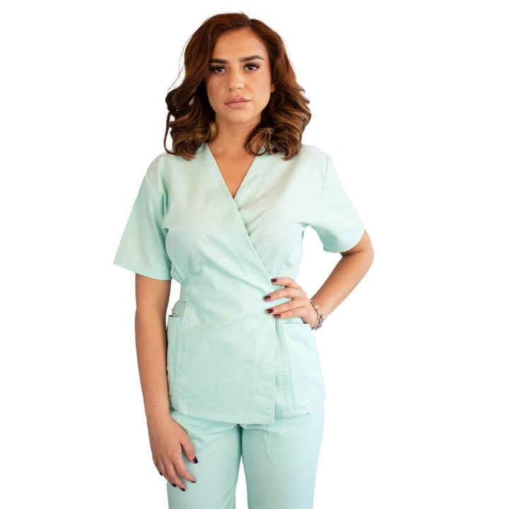 Bluza kimono cu maneca scurta, Lotus 1, verde menta - imagine 1