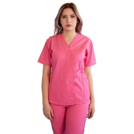 Bluza kimono cu maneca scurta, Lotus 1, roz prafuit