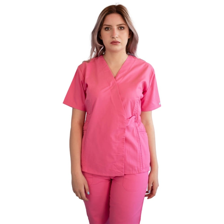 Bluza kimono cu maneca scurta, Lotus 1, roz prafuit - imagine 1