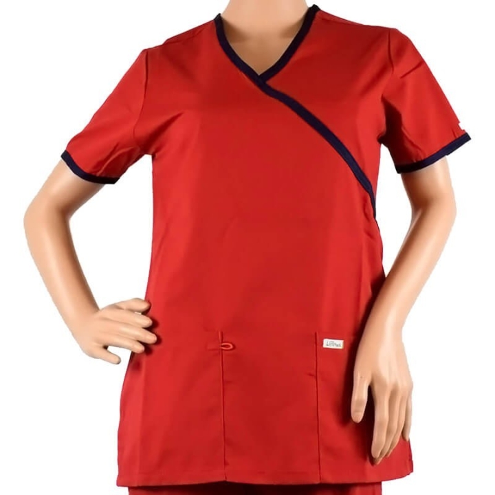 Costum medical Lotus 1, LK182 mock, rosu - imagine 2