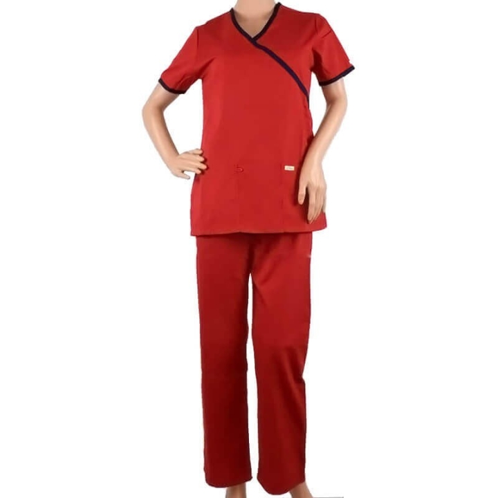 Costum medical Lotus 1, LK182 mock, rosu - imagine 1