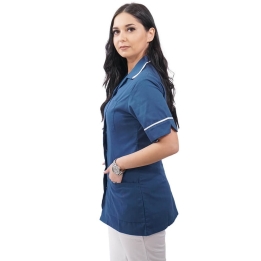 Bluza medicala capse/rever Lotus 1, LIR1, turcoaz inchis