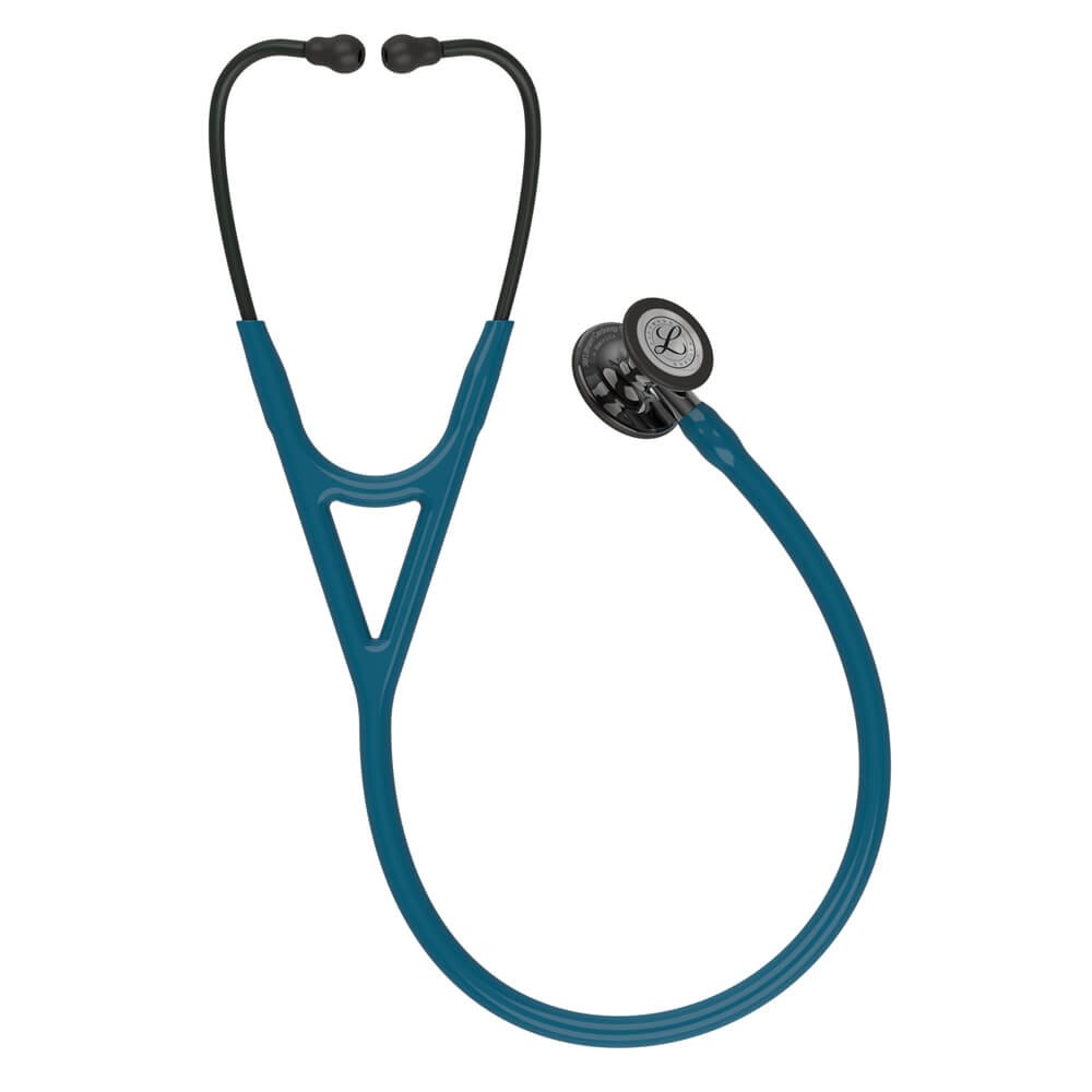Stetoscop 3M™ Littmann® Cardiology IV, Turcoaz inchis/negru, capsula fumurie (Caribbean Blue/Black/Mirror/High-Polish Smoke)