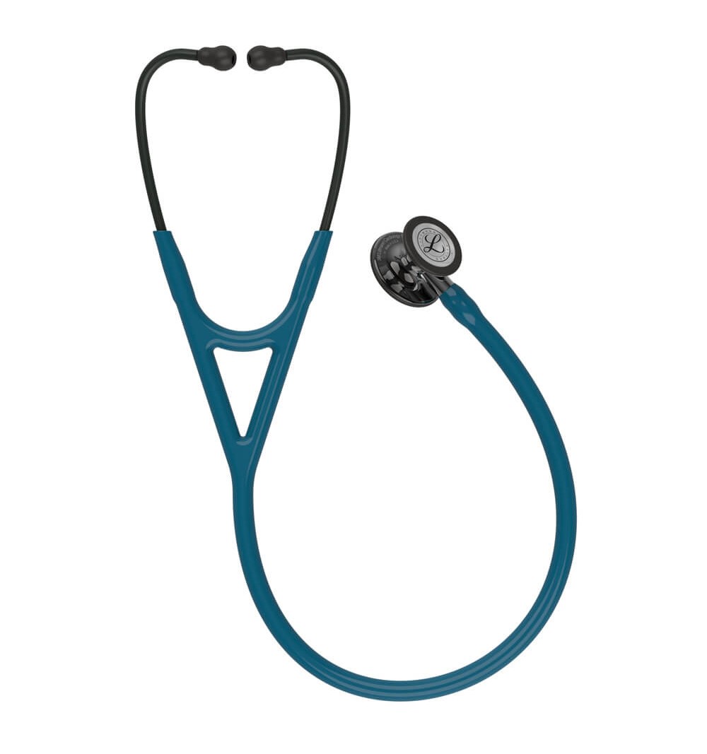 Stetoscop 3M™ Littmann® Cardiology IV, Turcoaz inchis/negru, capsula fumurie (Caribbean Blue/Black/Mirror/High-Polish Smoke)