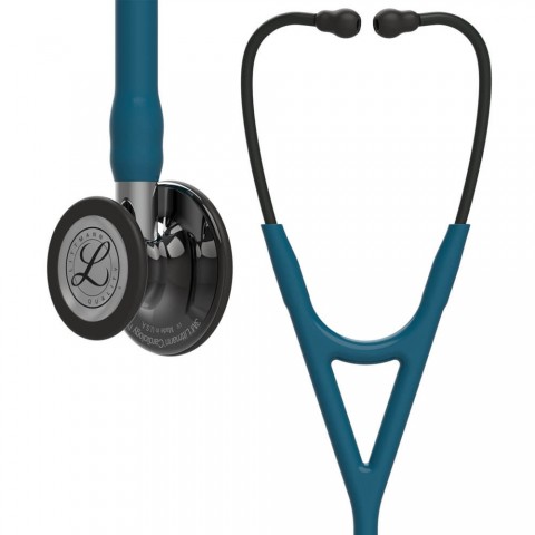 Stetoscop 3M™ Littmann® Cardiology IV, Turcoaz inchis/negru, capsula fumurie (Caribbean Blue/Black/Mirror/High-Polish Smoke)