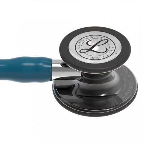 Stetoscop 3M™ Littmann® Cardiology IV, Turcoaz inchis/negru, capsula fumurie (Caribbean Blue/Black/Mirror/High-Polish Smoke)