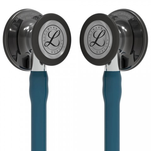 Stetoscop 3M™ Littmann® Cardiology IV, Turcoaz inchis/negru, capsula fumurie (Caribbean Blue/Black/Mirror/High-Polish Smoke)
