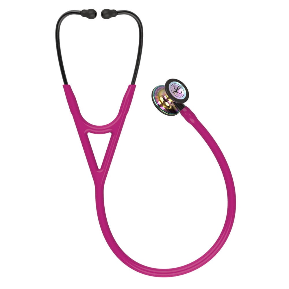 Stetoscop 3M™ Littmann® Cardiology IV, Roz inchis/fumuriu, capsula curcubeu (Raspberry/Smoke/High-Polish Rainbow)