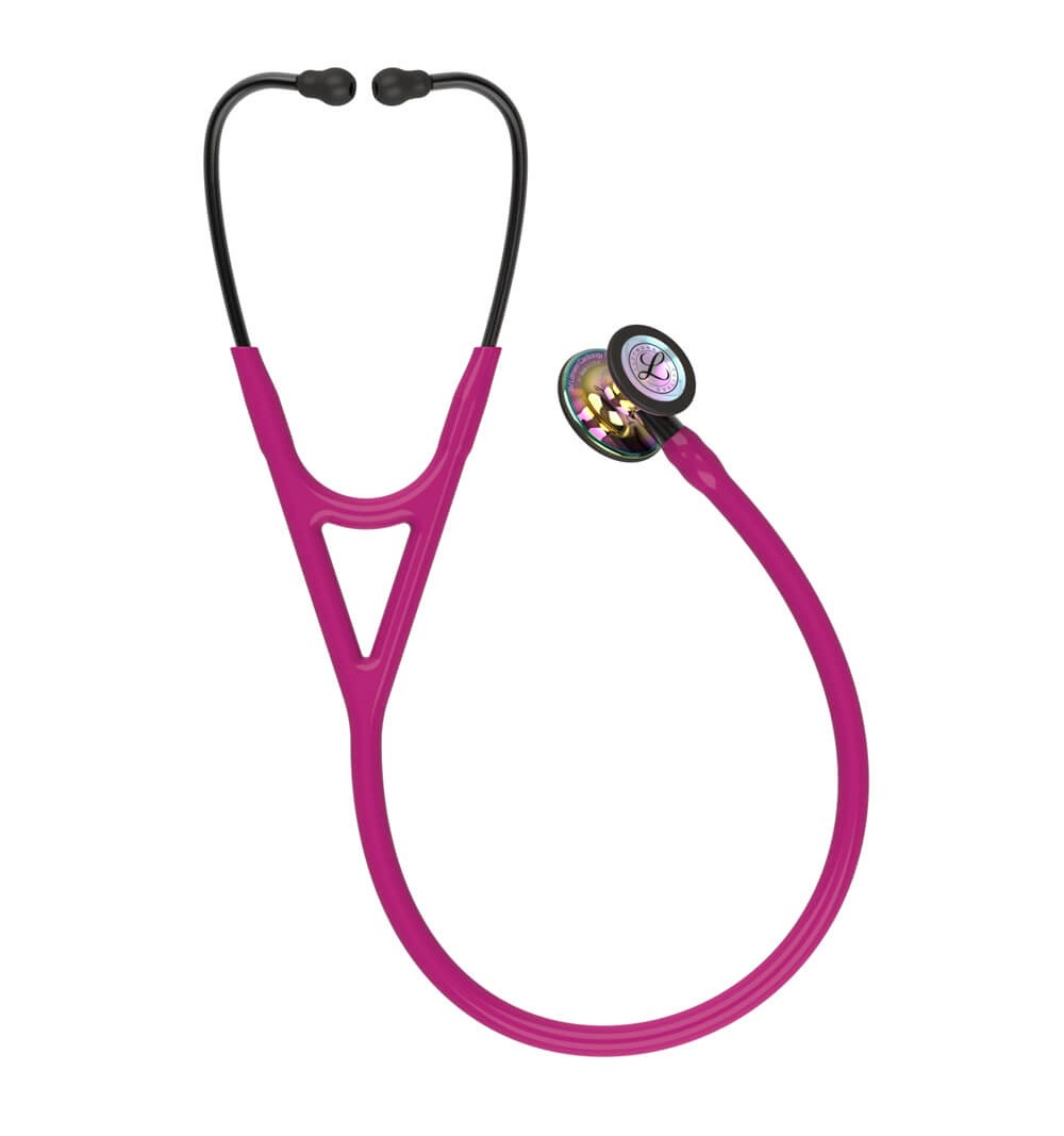 Stetoscop 3M™ Littmann® Cardiology IV, Roz inchis/fumuriu, capsula curcubeu (Raspberry/Smoke/High-Polish Rainbow)