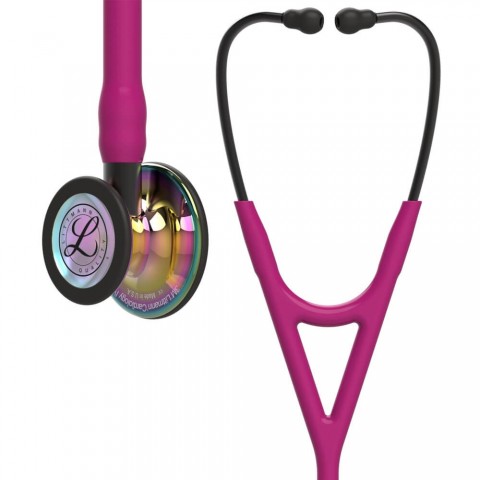 Stetoscop 3M™ Littmann® Cardiology IV, Roz inchis/fumuriu, capsula curcubeu (Raspberry/Smoke/High-Polish Rainbow)