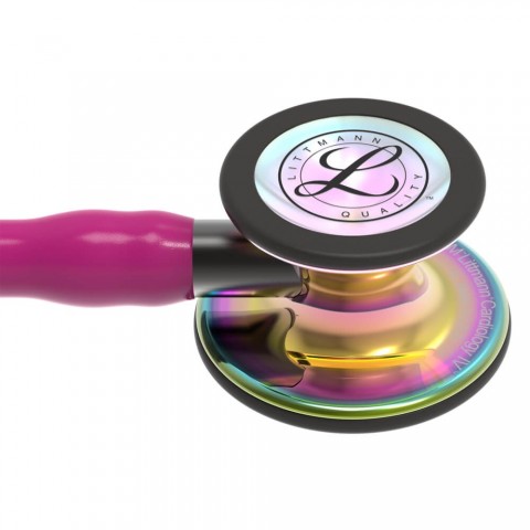 Stetoscop 3M™ Littmann® Cardiology IV, Roz inchis/fumuriu, capsula curcubeu (Raspberry/Smoke/High-Polish Rainbow)