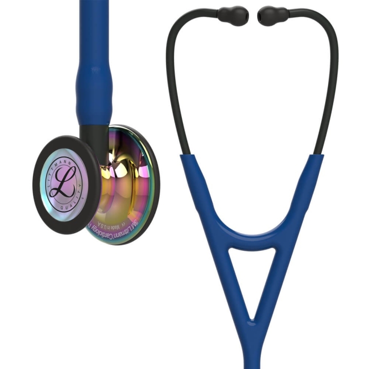 Stetoscop 3M™ Littmann® Cardiology IV, Bleumarin/negru, capsula curcubeu (Navy Blue/Black/High-Polish Rainbow) - imagine 2