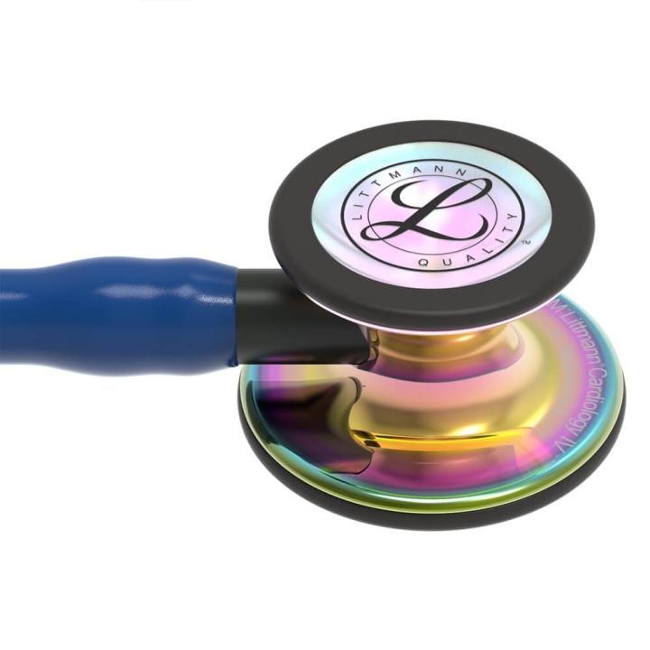Stetoscop 3M™ Littmann® Cardiology IV, Bleumarin/negru, capsula curcubeu (Navy Blue/Black/High-Polish Rainbow) - imagine 3