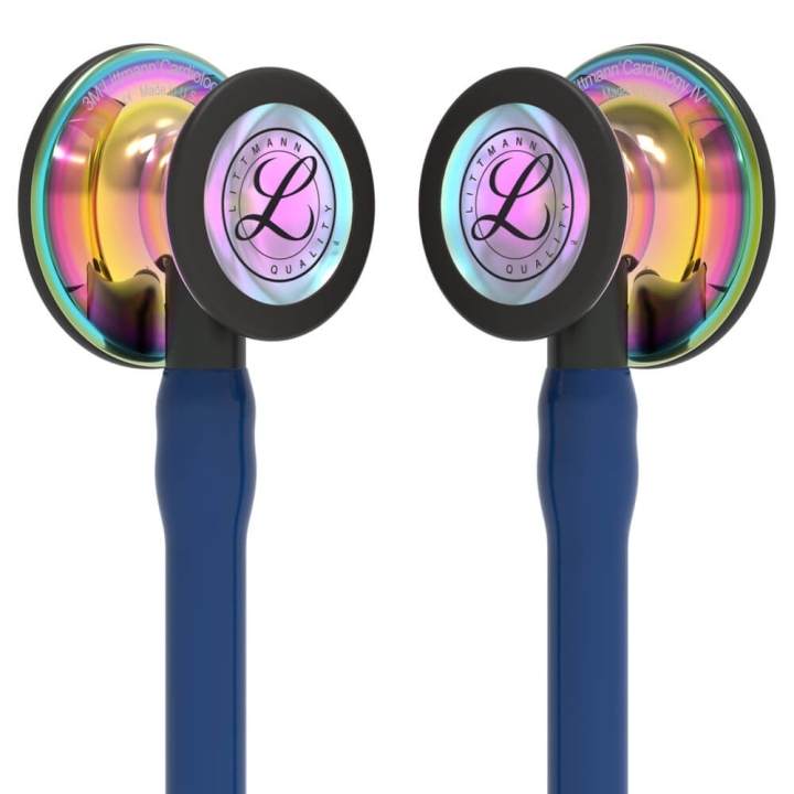 Stetoscop 3M™ Littmann® Cardiology IV, Bleumarin/negru, capsula curcubeu (Navy Blue/Black/High-Polish Rainbow) - imagine 4