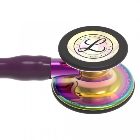 Stetoscop 3M™ Littmann® Cardiology IV, Violet/negru, capsula curcubeu (Plum/Violet/Black/High-Polish Rainbow)