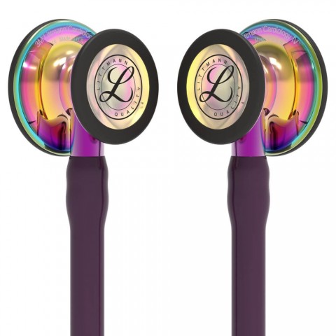 Stetoscop 3M™ Littmann® Cardiology IV, Violet/negru, capsula curcubeu (Plum/Violet/Black/High-Polish Rainbow)