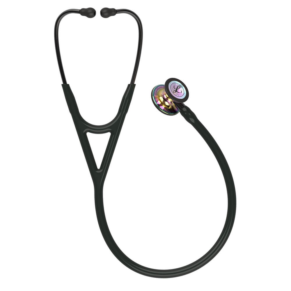 Stetoscop 3M™ Littmann® Cardiology IV, Negru/fumuriu, capsula curcubeu (Black/Smoke/High-Polish Rainbow)
