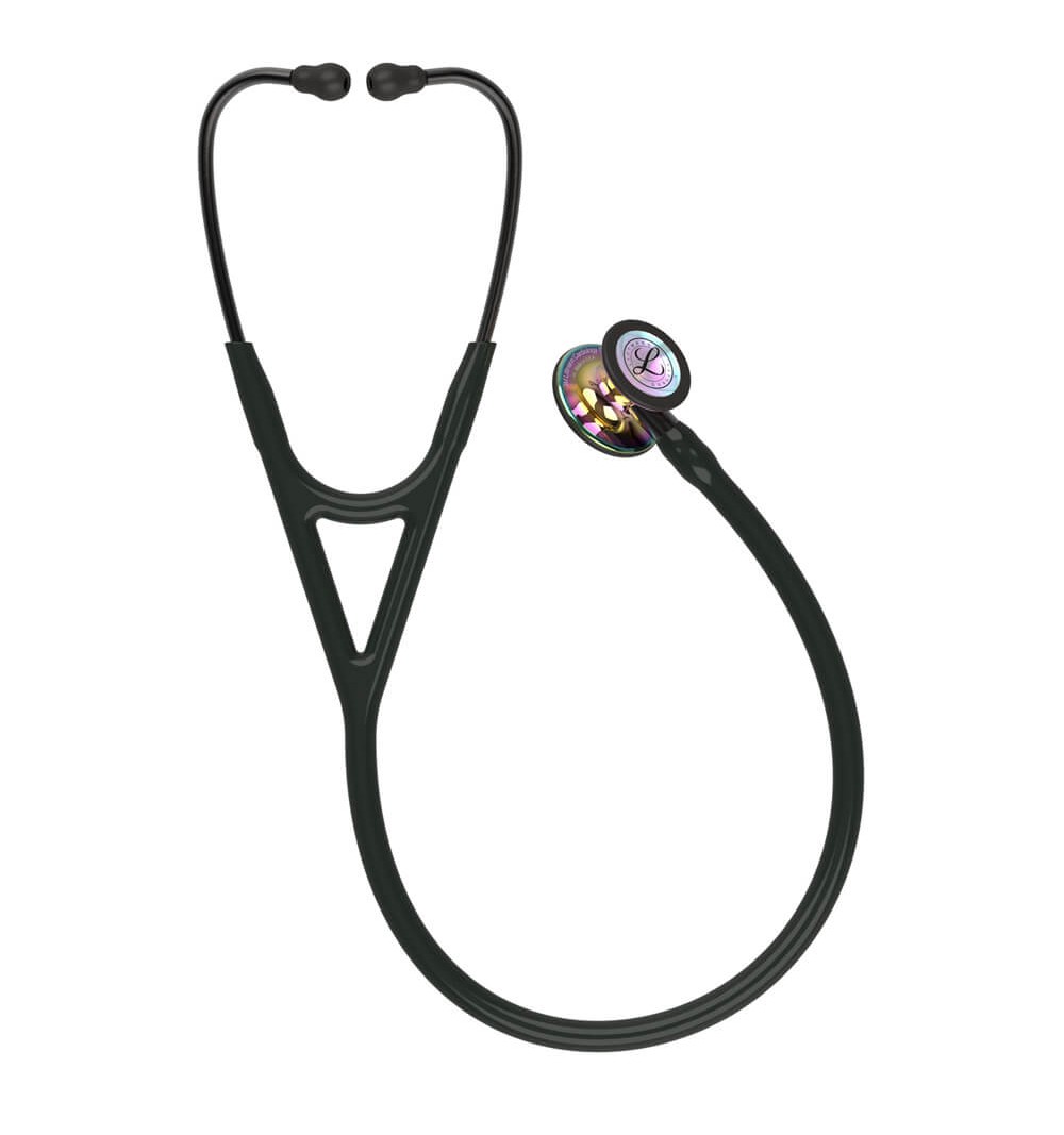 Stetoscop 3M™ Littmann® Cardiology IV, Negru/fumuriu, capsula curcubeu (Black/Smoke/High-Polish Rainbow)