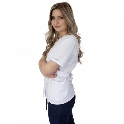 Bluza kimono cu maneca scurta Lotus 3, BBC, stretch, alb