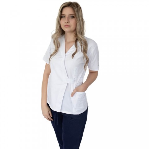 Bluza kimono cu maneca scurta Lotus 3, BBC, stretch, alb
