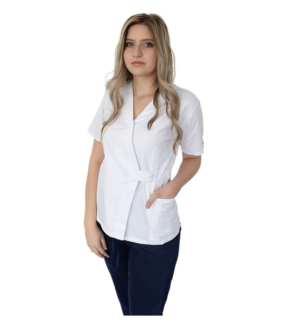 Bluza kimono cu maneca scurta Lotus 3, BBC, stretch, alb