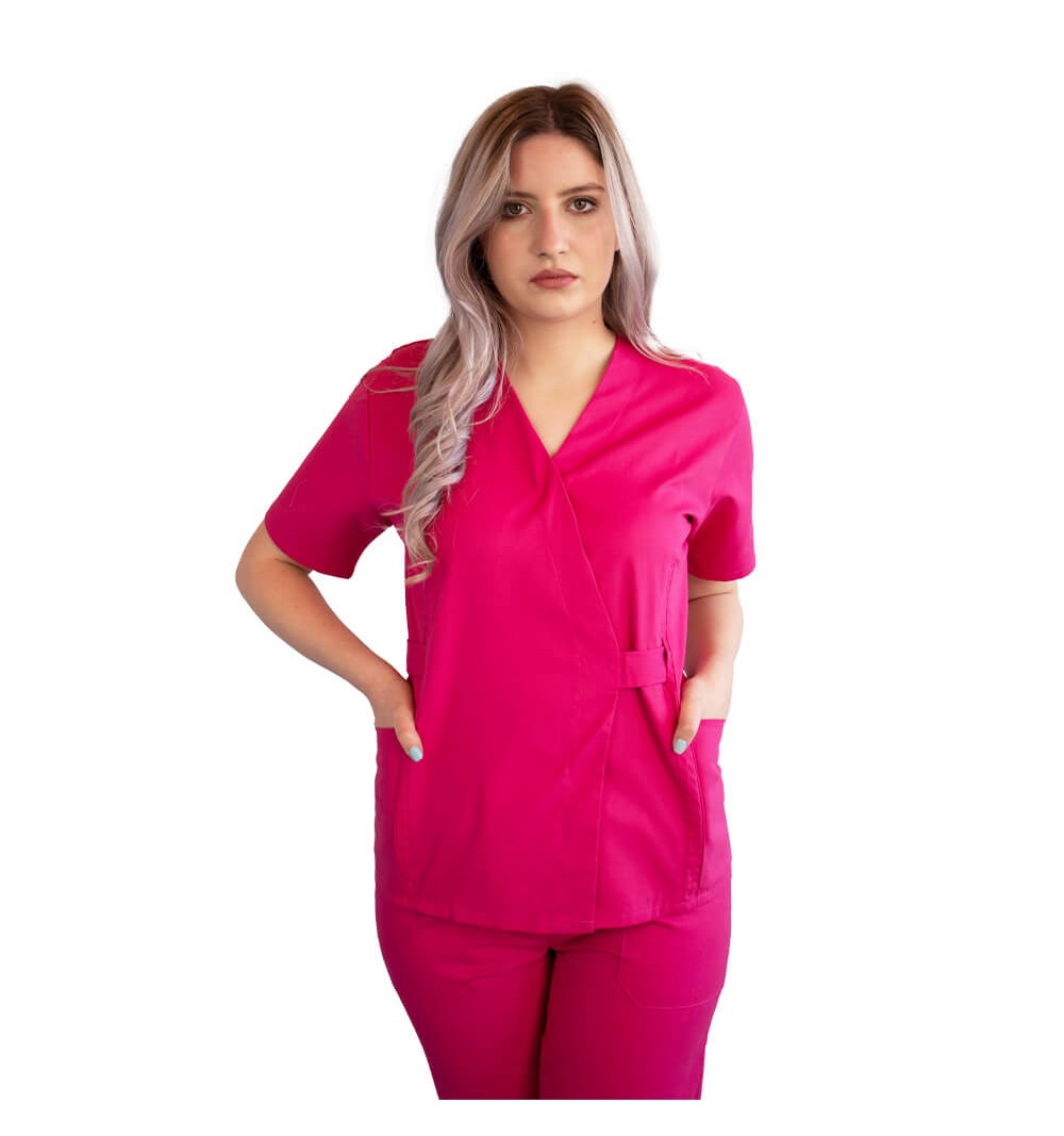 Bluza kimono cu maneca scurta Lotus 3, BBC, stretch, fucsia