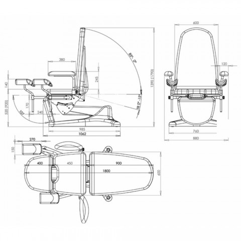 Canapea electrica multifunctionala, cu 4 motoare si 3 sectiuni - Rugy PM120
