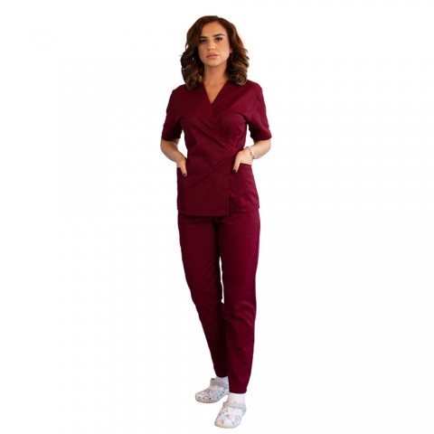 Bluza kimono cu maneca scurta Lotus 1, visiniu