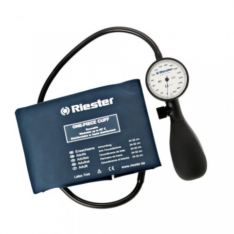 Tensiometru mecanic Riester Shock-Proof®, alb, cu manseta dezinfectabila, marime adulti