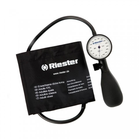 Tensiometru mecanic Riester Shock-Proof®, alb, manseta cu inchidere velcro, marime extra-large